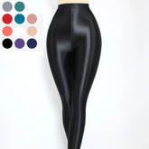 2021 Sexy Satin Glossy High Waist Sport Women Fitness Shiny Yoga Pants Tights Leggings High Elastic