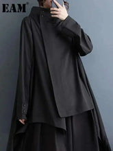 Black Big Size Irregular Jacket New Stand Collar Long Sleeve Swallowtail Women Coat Fashion 2025