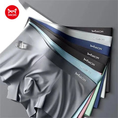 3Pcs Ice Silk Man Underwear Boxer Metal Fiber Antistatic Men Underpants Seamless Cut Hem Men's Panties Boxers Shorts Trunk