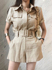 New Fashion Style Summer Women 2 Pieces Outfit Suit Formal Casual Short Cropped Tops Shirt Blouse And Shorts Slim Set