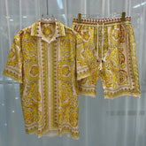 Summer Men Shirt Set 3d Print Vintage Silver Dragon Pattern Beach Short Sleeve Casual Shirt Oversize Beach Shorts