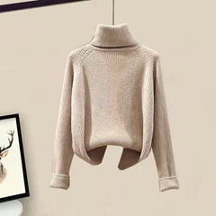 Women's Suit Lamb Wool Vest Thickened Cashmere Sweater High Waist Casual Woolen Trousers Three Piece Set