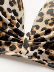 Women's 2-Piece Leopard Print Lace Underwear Set – Seamless Design with Steel Ring Bra