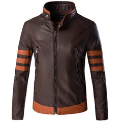 High-end Brand Men's Zipper Leather Jacket Wolverine Slim Fit Short Coat Retro Locomotive Logan Bomber PU Leather Jacket 5XL-M