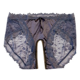 Womens Satin Lace Open Crotch Underwear Sexy Seamless Comfortable Breathable Skin Friendly Embroidered Large Size Thong Panties