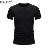 Summer Men's Cotton T-shirt Fashion Slim Black Short Sleeved Comfortable Casual Round Neck T-shirts Top Men's Clothing
