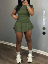 Women's Summer Two-Piece Set Cute T-Shirt Mini Skirt Shorts Sexy Club Style Slim Fit Sportswear Casual Wear