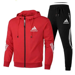 Fashion sports men's zipper hoodie and casual sweatpants two-piece sweatshirt men's outdoor travel suit set