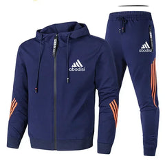 Fashion sports men's zipper hoodie and casual sweatpants two-piece sweatshirt men's outdoor travel suit set
