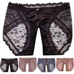 Womens Satin Lace Open Crotch Underwear Sexy Seamless Comfortable Breathable Skin Friendly Embroidered Large Size Thong Panties