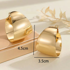 FTCY Retro C-shaped Hoop Earrings for Women Exaggerate Geometric Gold Color Punk Smooth Earrings Women's Party Jewelry