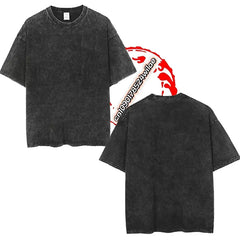 American Hip Hop Travis Scott Printed Washed Short Sleeve T-Shirt Men's and Women's Loose Crew Neck Band Cotton Top