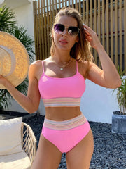 Swimsuits Women's Split Triangle High Waist Top Briefs Set Solid Color Suspenders Suit Plus Size Swimdress Cupshe Traje De Baño