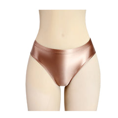 Stretchy, tight, smooth and shiny women's swim trunks with elastic waist and mid-crotch design, suitable for both wearing inside