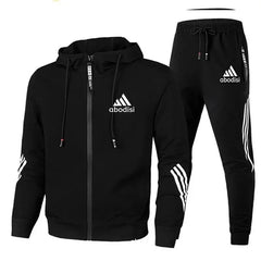 Fashion sports men's zipper hoodie and casual sweatpants two-piece sweatshirt men's outdoor travel suit set