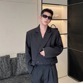 SYUHGFA Men's Clothing Short Style Suit Jacket Loose Solid Color Male Top fashion Doulbe Breasted Blazers