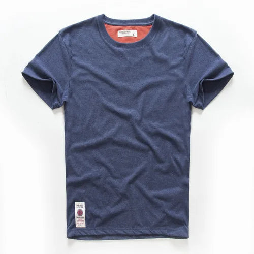 New Men Cotton Solid T-Shirt Mens Short Sleeve T-shirt Multi Pure Color Fancy Yarns T Shirt Color Wine White Blue