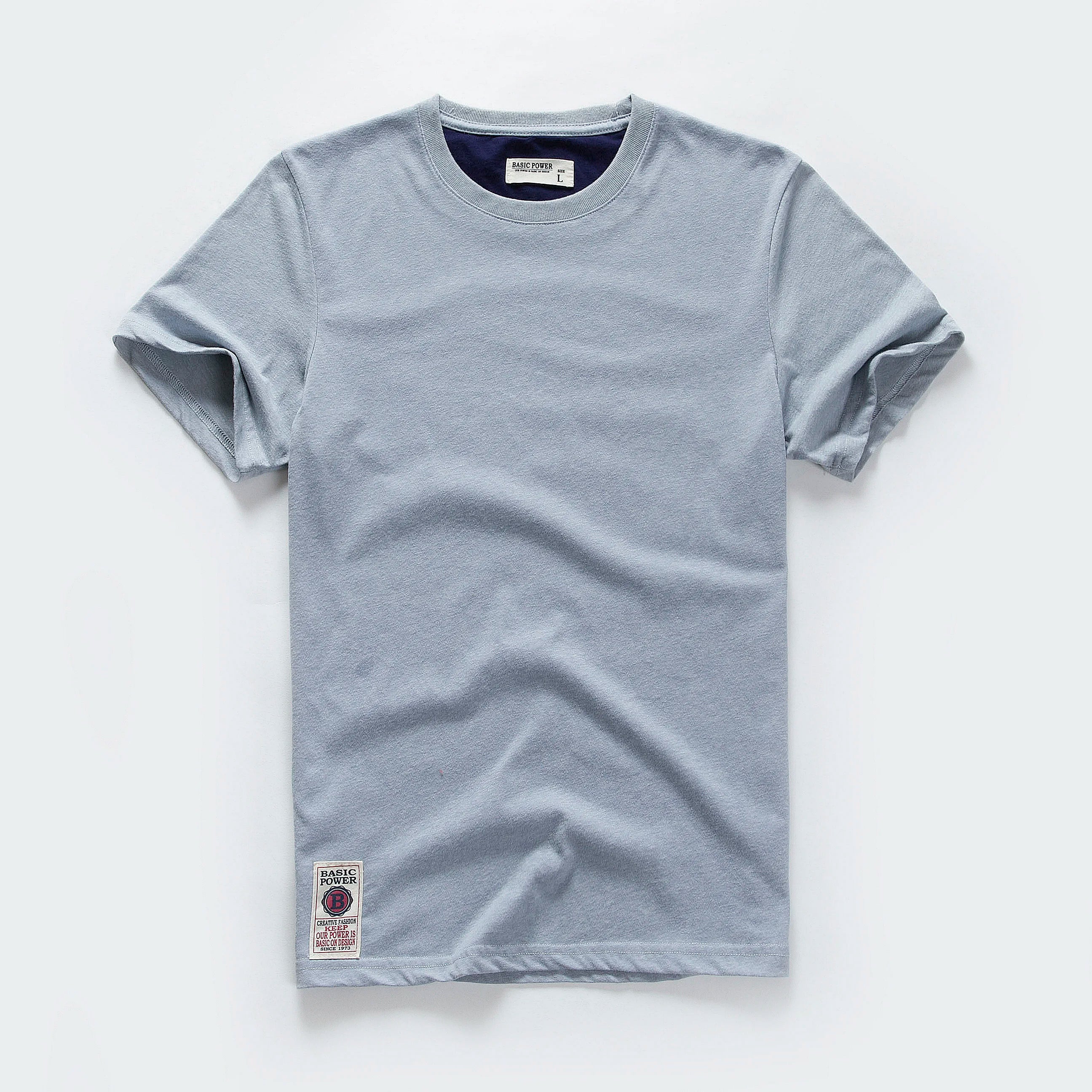 New Men Cotton Solid T-Shirt Mens Short Sleeve T-shirt Multi Pure Color Fancy Yarns T Shirt Color Wine White Blue