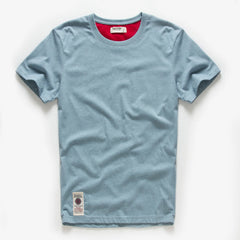 New Men Cotton Solid T-Shirt Mens Short Sleeve T-shirt Multi Pure Color Fancy Yarns T Shirt Color Wine White Blue