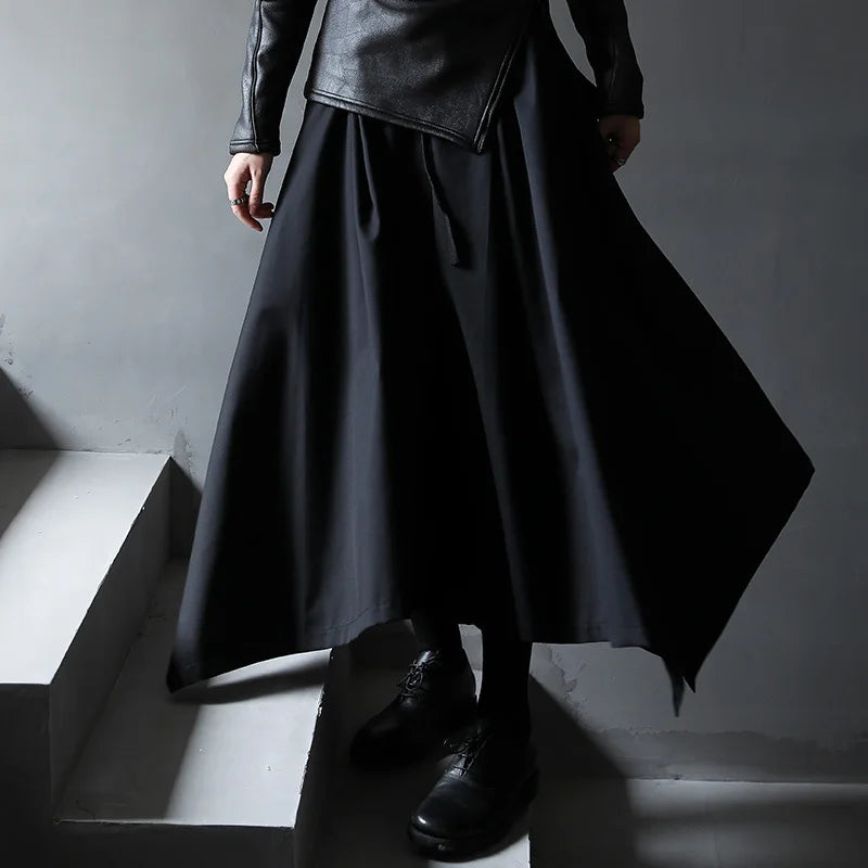 Dark Yamamoto Style Irregular Stand Collar Diagonal Zipper Faux Leather Sweatshirt Female Cool Black Gothic Jacket