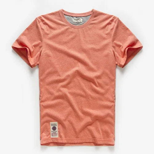 New Men Cotton Solid T-Shirt Mens Short Sleeve T-shirt Multi Pure Color Fancy Yarns T Shirt Color Wine White Blue