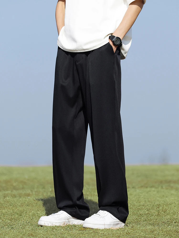 Men’s Light & Thin Summer Trousers, Loose Fit, Elastic Waist, Draped Look – Perfect for Casual & Smart Wear