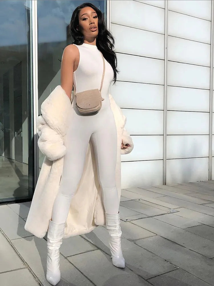 Pencil Jumpsuit Women Full Seasons Casual Fitness Sporty Playsuit Sleeveless Slim Activewear  All In One Jumpsuit Clothing