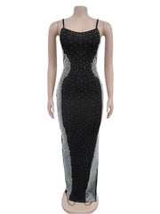 Wishyear Women Sexy Crystal Rhinestones Wedding Guest Party Evening Dresses Elegant Strap High Split Nightclub Birthday Clothing