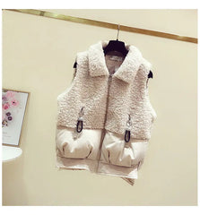 Women's Suit Lamb Wool Vest Thickened Cashmere Sweater High Waist Casual Woolen Trousers Three Piece Set