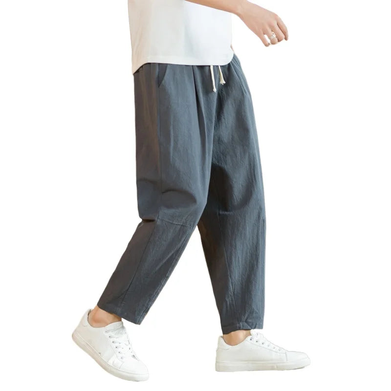 Men’s Lightweight Cotton-Linen Trousers – Loose, Breathable & Comfortable