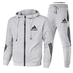 Fashion sports men's zipper hoodie and casual sweatpants two-piece sweatshirt men's outdoor travel suit set
