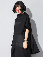 Amax luluE  Spring Luxury  Punk Clothes Ladies Streetwear Womens Black Patchwork Tee Shirts Cotton Loose Casual Tops