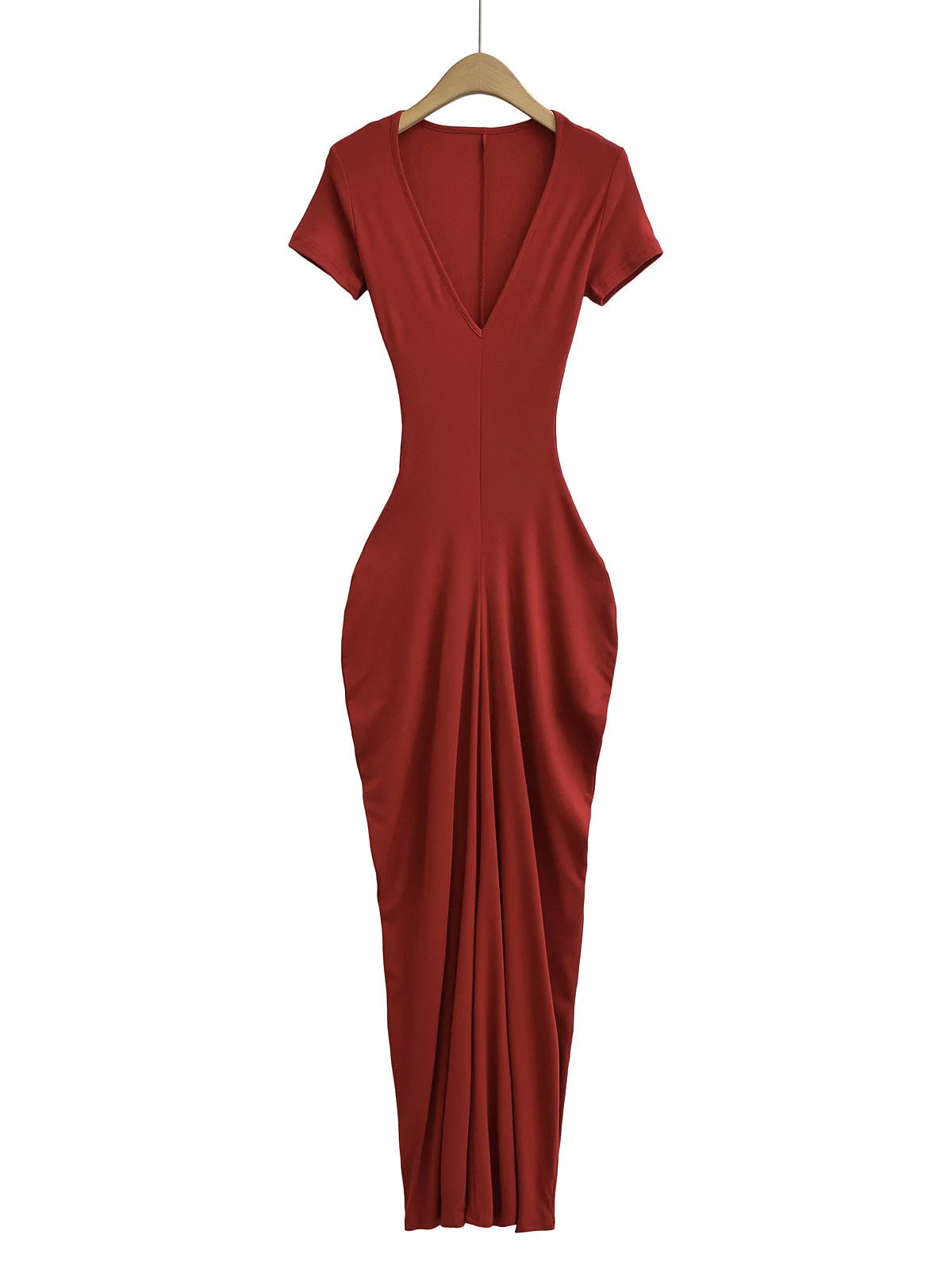 Spicy Girl Sexy Short Sleeved Dress  Summer New High Waist Wrapped Hip Tight Large V-neck Long Dress 90AU