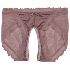 Womens Satin Lace Open Crotch Underwear Sexy Seamless Comfortable Breathable Skin Friendly Embroidered Large Size Thong Panties