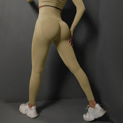 Women's High-Waist Seamless Yoga Leggings – Push-Up, Hip-Lifting, Highly Elastic Fitness & Running Tights for Gym & Workout