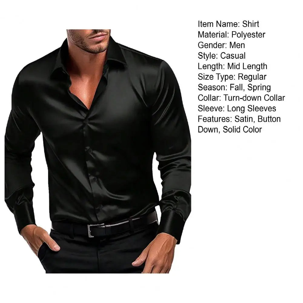 Men’s Long Sleeve Formal Shirt – Wrinkle-Resistant, Non-Iron, Solid Colour, Ice-Silk Comfort – Perfect for Office & Special Occasions