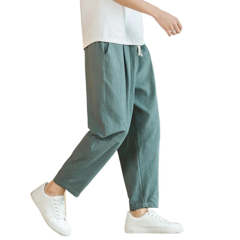 Men’s Lightweight Cotton-Linen Trousers – Loose, Breathable & Comfortable