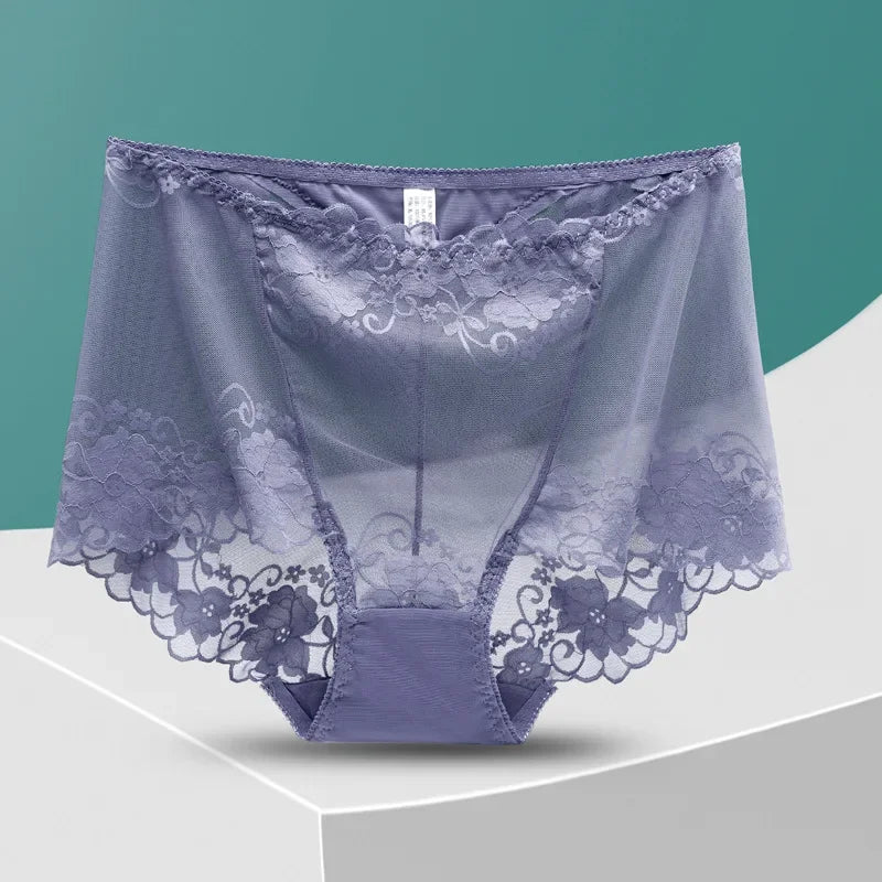 Women's Plus Size Seamless Mesh Panties – High Waist Hollow Out Sexy Briefs | Ropa Interior