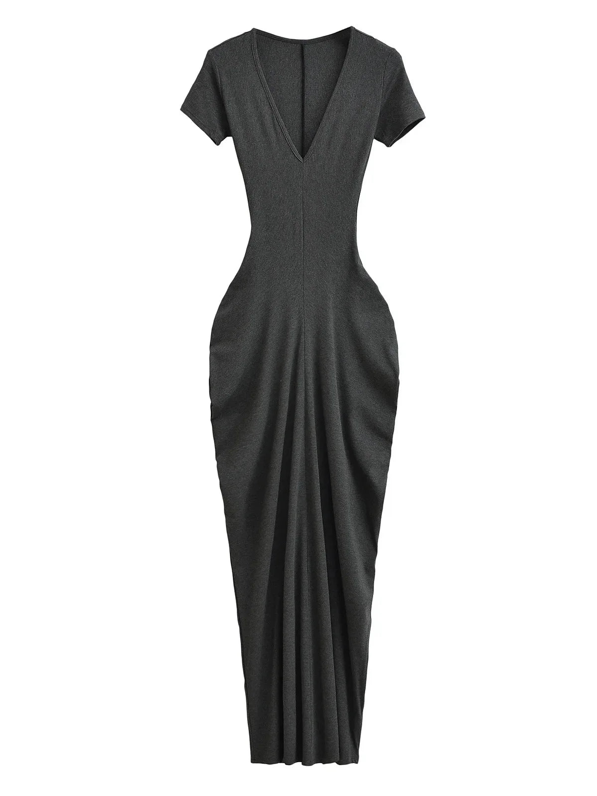 Spicy Girl Sexy Short Sleeved Dress  Summer New High Waist Wrapped Hip Tight Large V-neck Long Dress 90AU