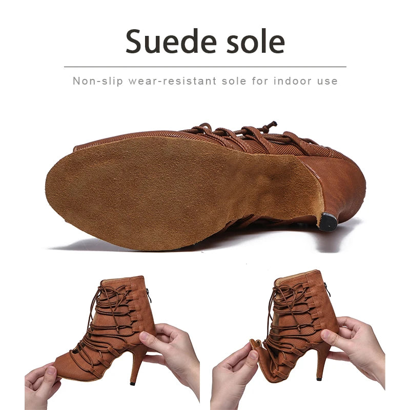 Women Sexy stilettos Women's Latin Dance Shoes Salsa Dancing Shoes Girls Ankle boots Ballroom High Heels Dance Shoes