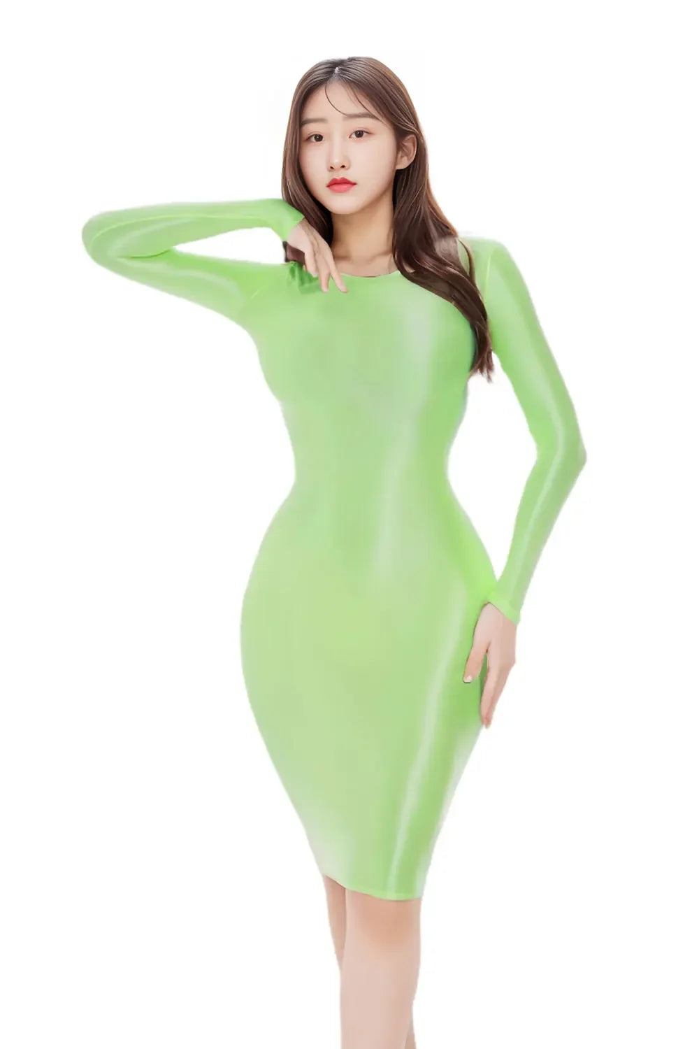 Sexy Satin Shiny Pencil Dresses Package Hip One Step Dresses Women's Elegant Party Bodycon Elastic Miniskirts