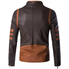 High-end Brand Men's Zipper Leather Jacket Wolverine Slim Fit Short Coat Retro Locomotive Logan Bomber PU Leather Jacket 5XL-M