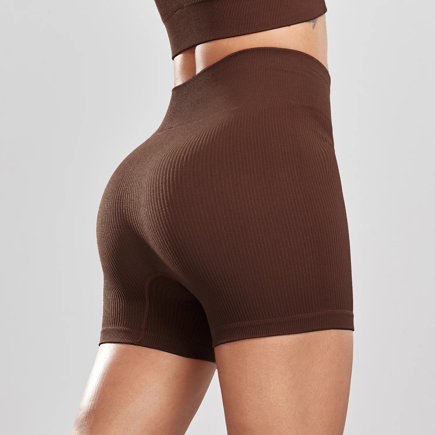 Women's High-Waist Ribbed Fitness Leggings – Solid Color Yoga, Daily Wear & Cycling Tights