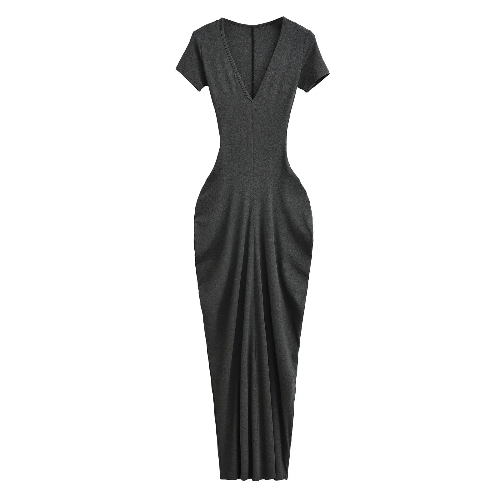 Spicy Girl Sexy Short Sleeved Dress  Summer New High Waist Wrapped Hip Tight Large V-neck Long Dress 90AU