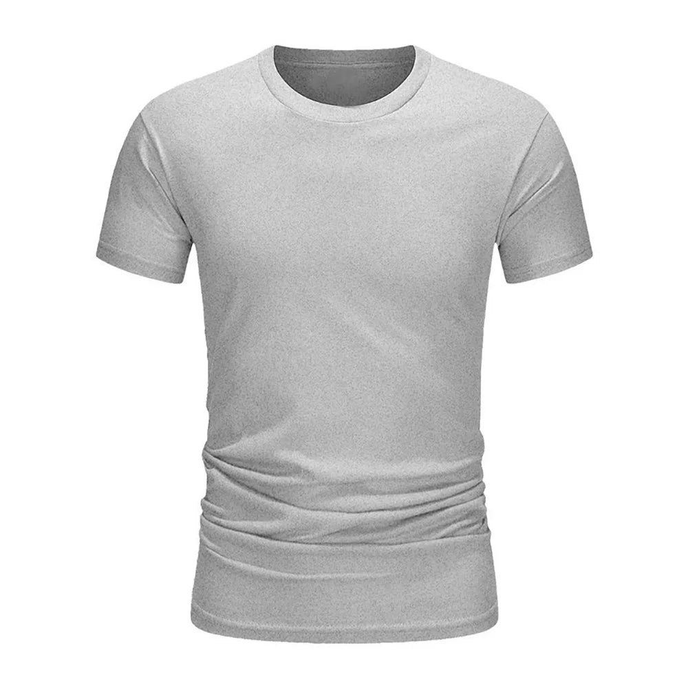 Summer Men's Cotton T-shirt Fashion Slim Black Short Sleeved Comfortable Casual Round Neck T-shirts Top Men's Clothing