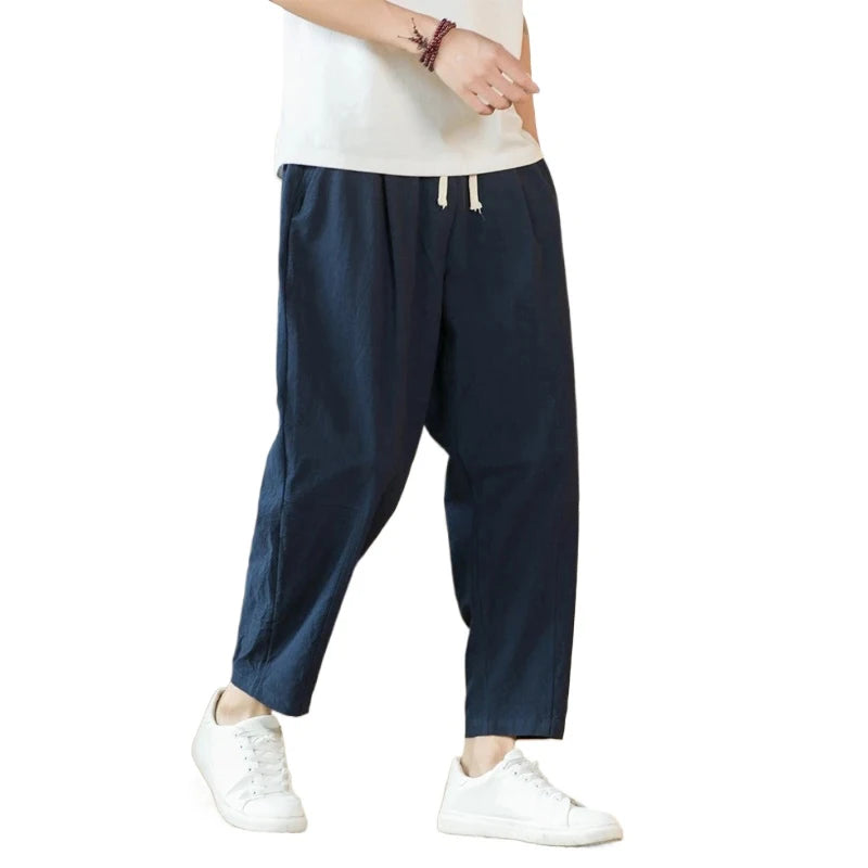 Men’s Lightweight Cotton-Linen Trousers – Loose, Breathable & Comfortable
