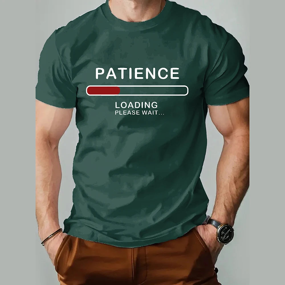 Funny 3D Letter Print T Shirt For Men Fashion Simplicity Style Short Sleeve Tops Casual O-neck Oversized T-shirt Breathable Tees