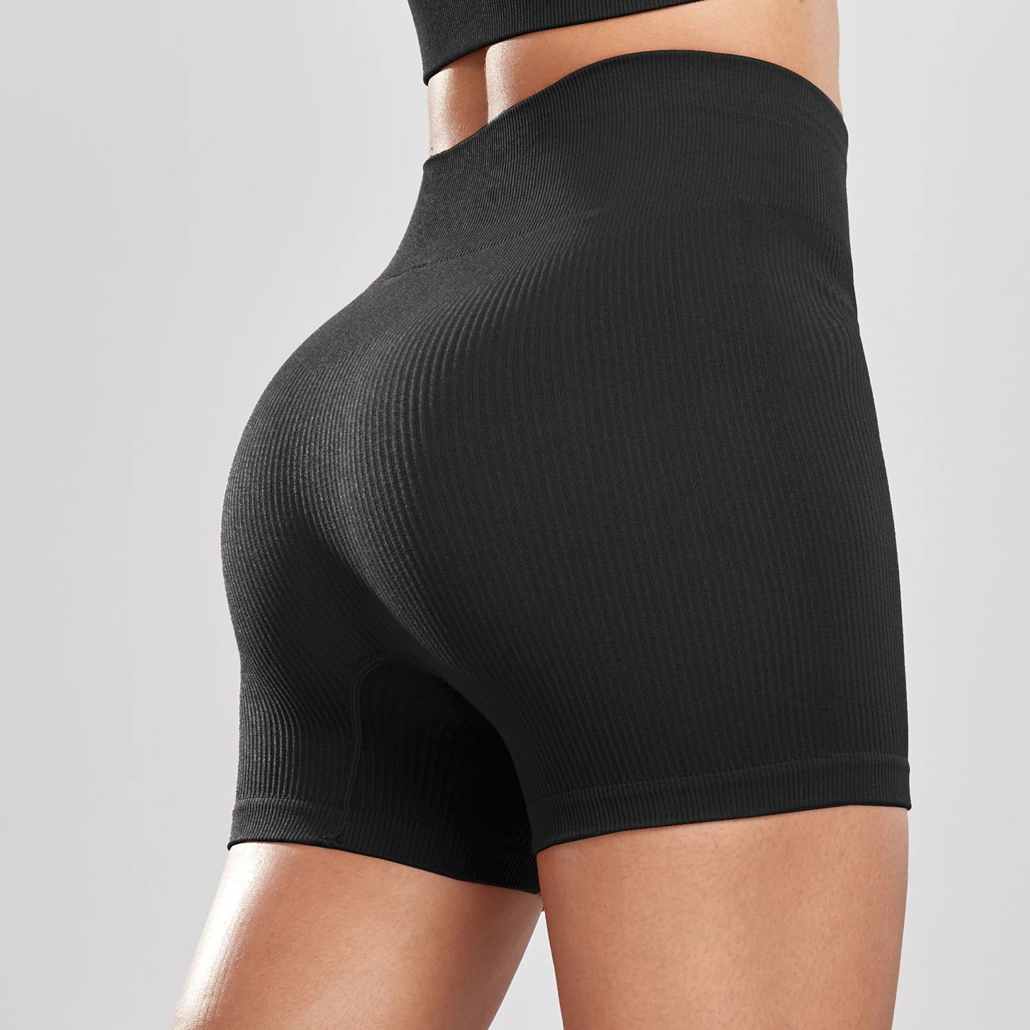 Women's High-Waist Ribbed Fitness Leggings – Solid Color Yoga, Daily Wear & Cycling Tights