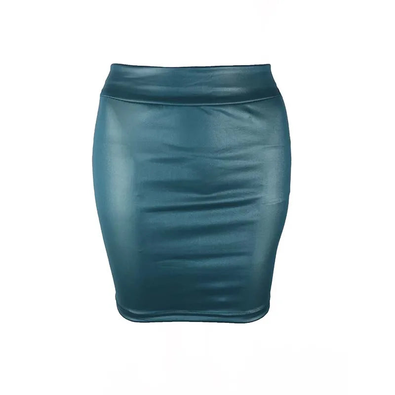 Black Slim Imitation Leather Pencil Mini Skirt High Waist Sexy Fashion  Short Skirts Women