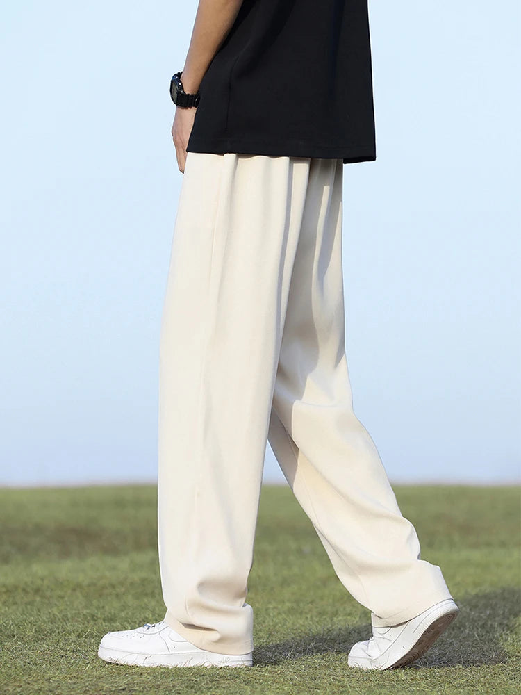 Men’s Light & Thin Summer Trousers, Loose Fit, Elastic Waist, Draped Look – Perfect for Casual & Smart Wear